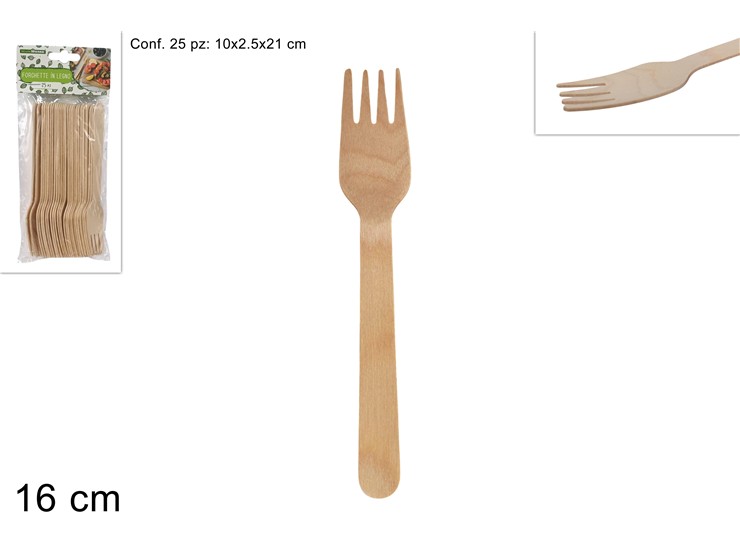 FORCHETTE LEGNO 25 PEZZI 906 - Party > Decorazioni E Tavola > Monouso E Riutilizzabili - Ingrosso B2B Magazzini Scatigna