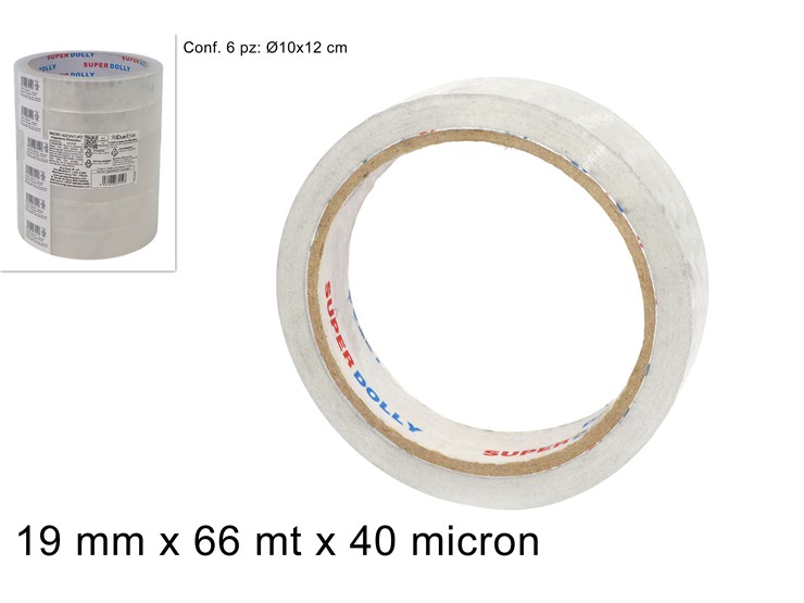 NASTRO TRASPARENTE mm.19Mt.66 40MIC 008 - Ferramenta Utensili > Adesivi Abrasivi > Colle E Nastri - Ingrosso B2B Magazzini Scatigna