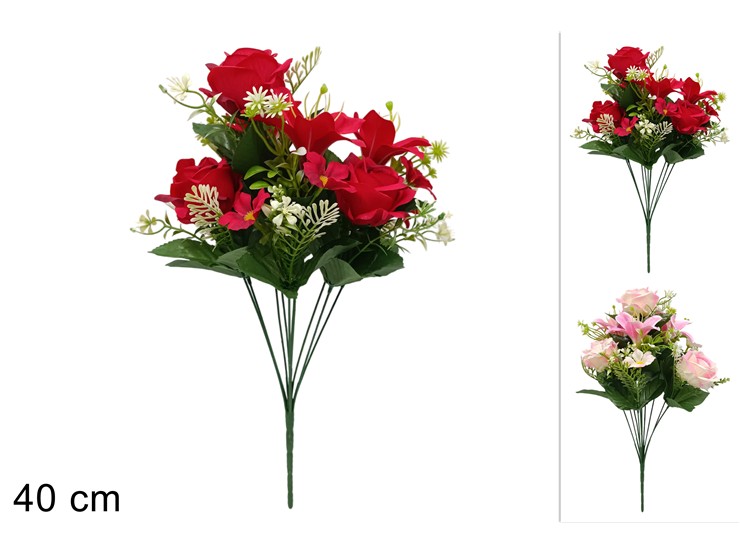 MAZZO C/12 FIORI Cm.40 2COL. 2410002 - Everyday > Fiori Piante > Spilloni Fiori - Ingrosso B2B Magazzini Scatigna