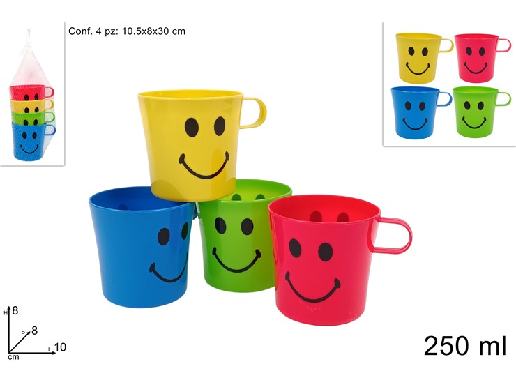 BICCHIERI PLAST.C/MANICO Ml.250 Pz.4 235 - Everyday > Cucina > Baby E Kids - Ingrosso B2B Magazzini Scatigna