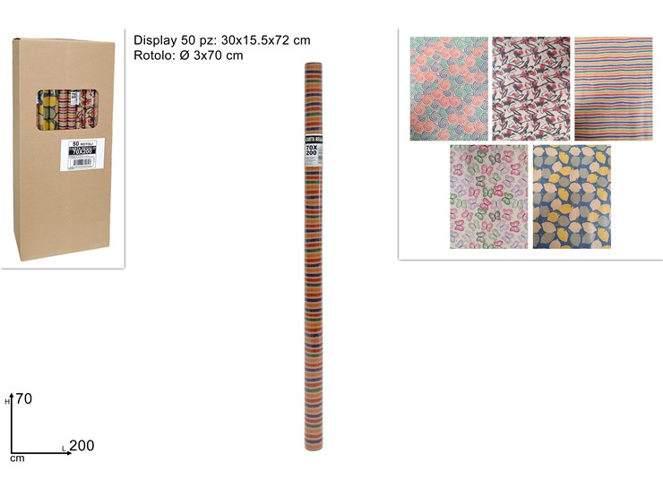 ROTOLO CARTA REG.FANTASIA KRAFT 70200 - Eventi > Compleanno > Accessori Confezionamento - Ingrosso B2B Magazzini Scatigna