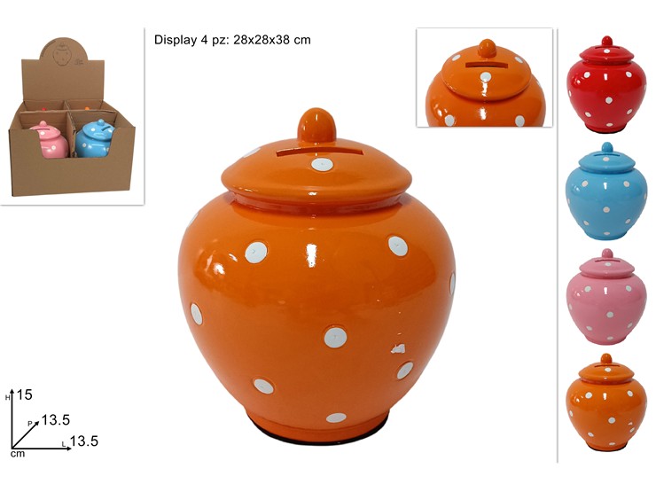 SALVADANAIO BOMBATO Cm.15 4COL.180416-6 - Everyday > Everyday > Accessori Per La Casa - Ingrosso B2B Magazzini Scatigna