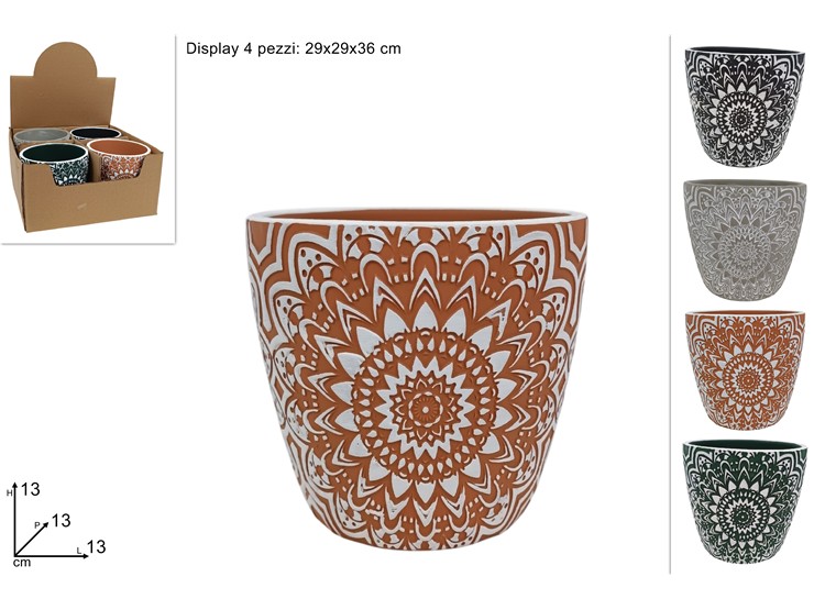 VASO DECORATO 4ASS.1313 230026H-5GGBR - Everyday > Complementi Arredo > Vasi - Ingrosso B2B Magazzini Scatigna