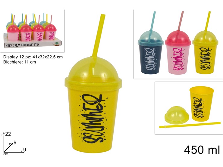 BICCHIERE C/CANNNUCCIA Ml.450 3C.L-00850 - Everyday > Cucina > Bevande E Bar - Ingrosso B2B Magazzini Scatigna