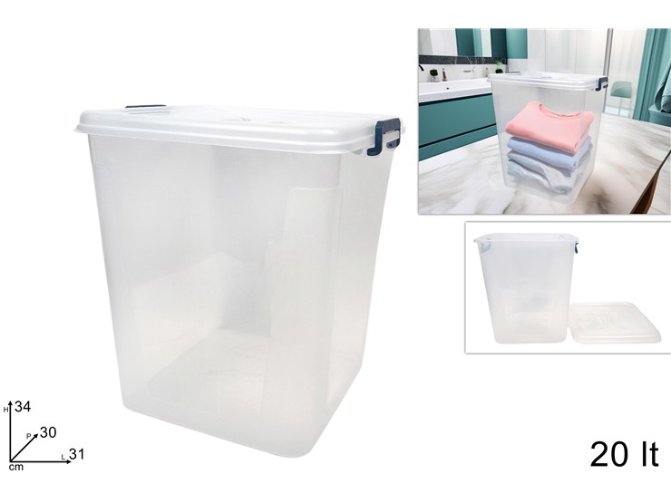 CONTENITORE PLAST.C/COPERCHIO Lt.20 7675 - Everyday > Bagno > Organizzazione Bagno - Ingrosso B2B Magazzini Scatigna