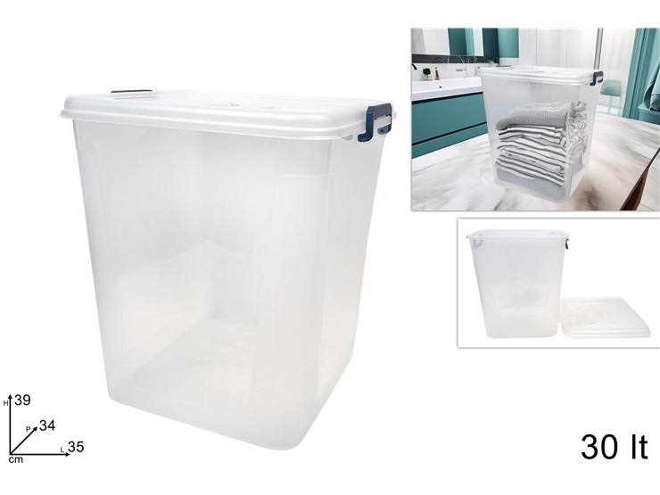 CONTENITORE PLAST.C/COPERCHIO Lt.30 7676 - Everyday > Bagno > Organizzazione Bagno - Ingrosso B2B Magazzini Scatigna