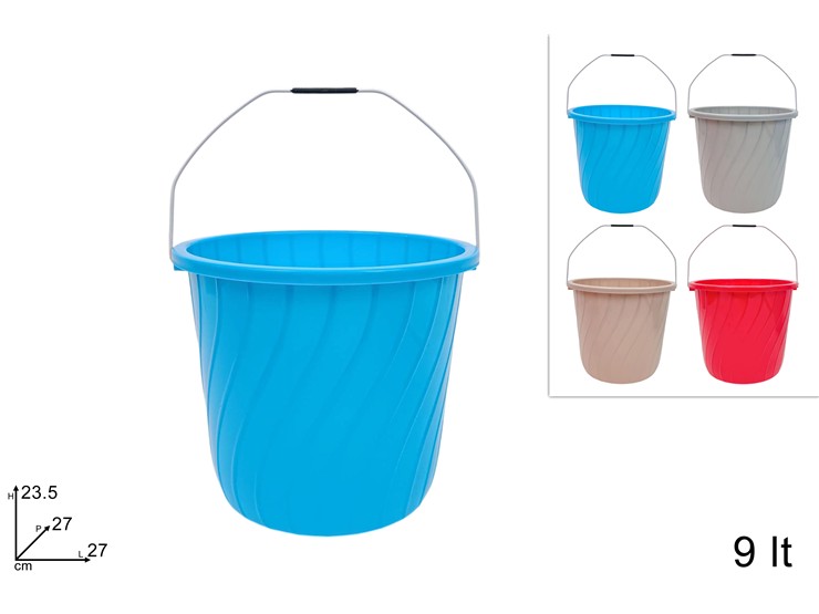 SECCHIO PLASTICA Lt.9 4COL.Art.C42509 - Pulizia > Guanti Secchi E Spugne > Secchi - Ingrosso B2B Magazzini Scatigna
