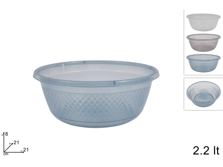 VASCHETTA TONDA PLAST.Lt.2,2 3COL.LUC.95 - Pulizia > Bucato E Accessori > Bacinelle - Ingrosso B2B Magazzini Scatigna