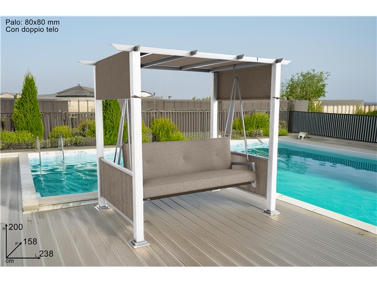 DONDOLO LETTO C/COPERTURA A GAZEBO BIANC - Summer > Arredo E Attrezzature Da Esterno > Dondoli Poltrone E Coperture - Ingrosso B2B Magazzini Scatigna