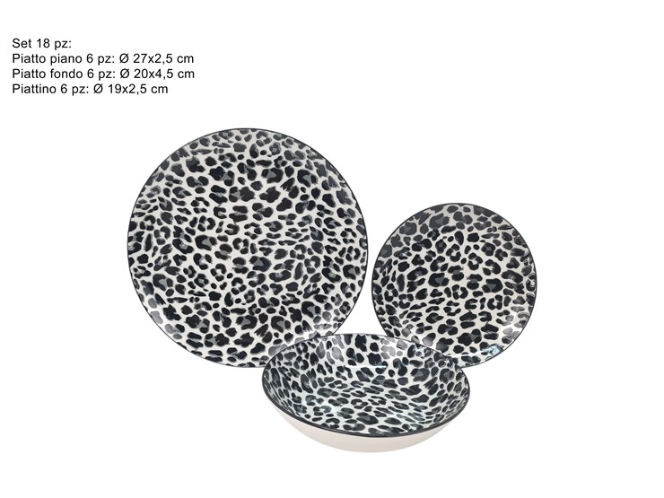 SERV.PIATTI MACULATO GRIGIO Pz.18 18TLD2 - Everyday > Tavola > Servizio Piatti Ceramica - Ingrosso B2B Magazzini Scatigna