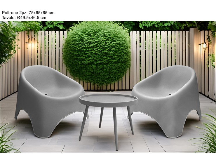 POLTRONE Pz.2 TAVOLO GRIGIO x ESTERNO - Summer > Arredo E Attrezzature Da Esterno > Set Da Esterno - Ingrosso B2B Magazzini Scatigna