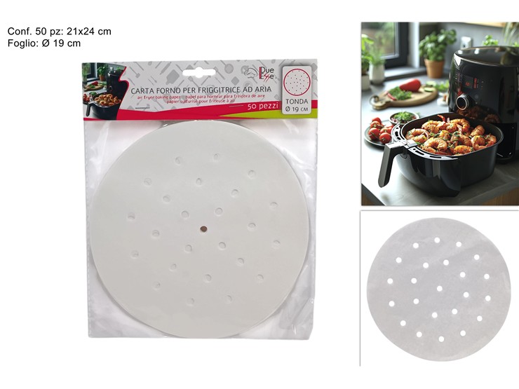 CARTA FORNO TONDA  Cm.19 Pz.50 BIANCA - Everyday > Cucina > Carta Friggitrice Aria - Ingrosso B2B Magazzini Scatigna
