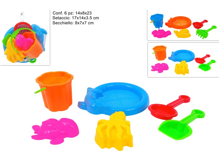 GIOCHI MARE SETACCIOSECCH.SET Pz.6 1789 - Summer > Tempo Libero E Giochi > Giochi Mare - Ingrosso B2B Magazzini Scatigna