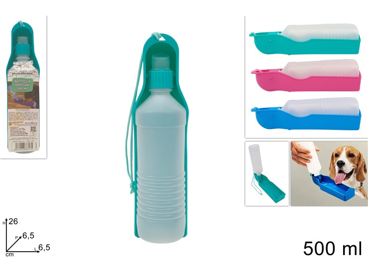 BOTTIGLIA x CANI PORTATILE Ml500 3C.6724 - Everyday > Pets > Accessori - Ingrosso B2B Magazzini Scatigna