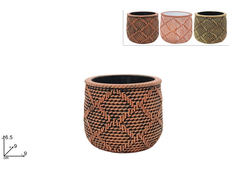 VASO PORTAPIANTA Cm.9 3COL.XM25704 - Everyday > Complementi Arredo > Vasi - Ingrosso B2B Magazzini Scatigna