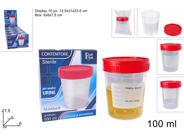 CONTENITORE URINE Ml.100 IN BOX - Everyday > Cura Personale > Salute E Benessere - Ingrosso B2B Magazzini Scatigna