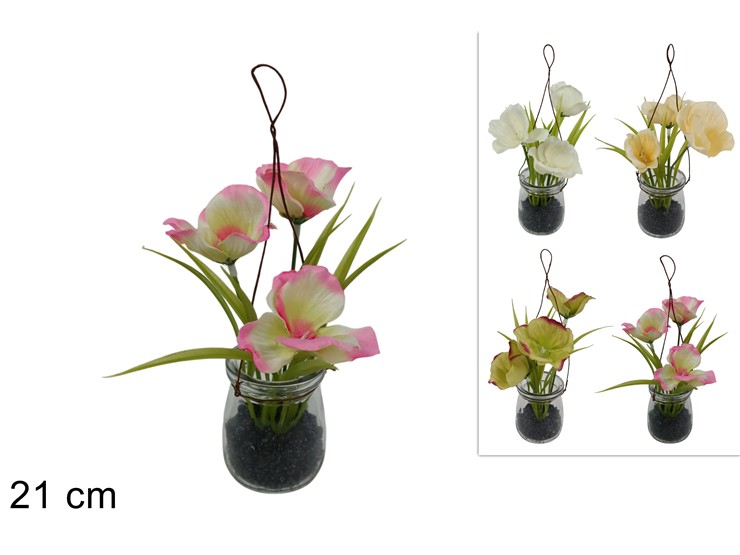 VASO VETRO FIORE 4COL.CAEA-250310 - Everyday > Fiori Piante > Piantine Vetro - Ingrosso B2B Magazzini Scatigna