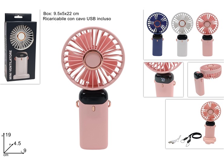 VENTILATORE PORTATILE RICARIC.3COL.MS506 - Elettrodomestici > Ventilatori - Ingrosso B2B Magazzini Scatigna