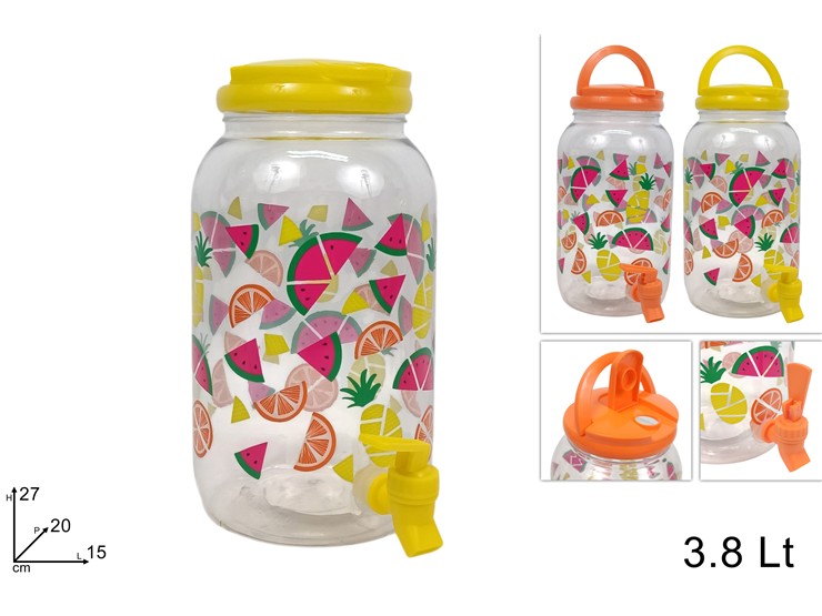 CONTENIT.PLAST.C/RUBINETTO Lt.3,8 MS507 - Everyday > Cucina > Bevande E Bar - Ingrosso B2B Magazzini Scatigna