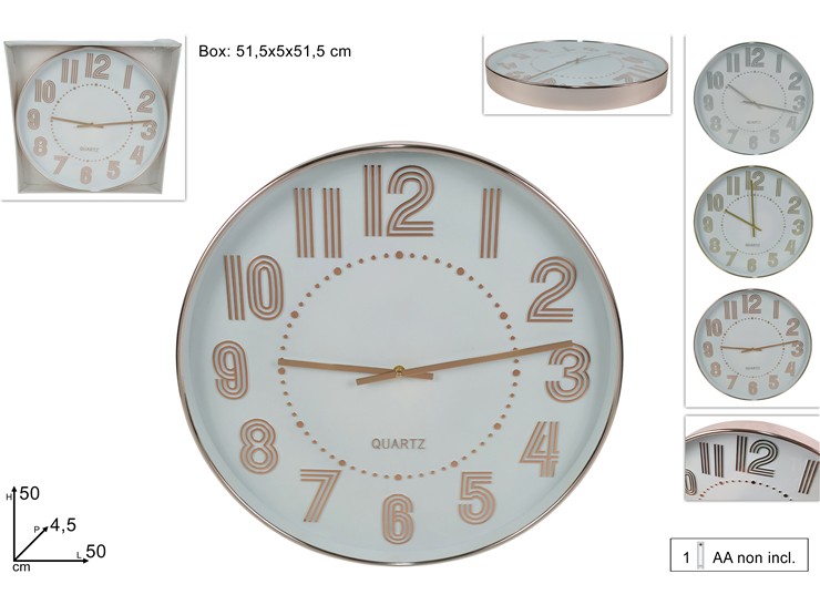 OROLOGIO DA MURO  Cm.50 3COL.H103600D - Everyday > Complementi Arredo > Orologi - Ingrosso B2B Magazzini Scatigna