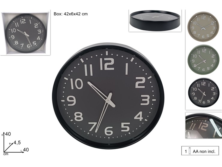OROLOGIO DA MURO  Cm.40 3COL.H103604 - Everyday > Complementi Arredo > Orologi - Ingrosso B2B Magazzini Scatigna