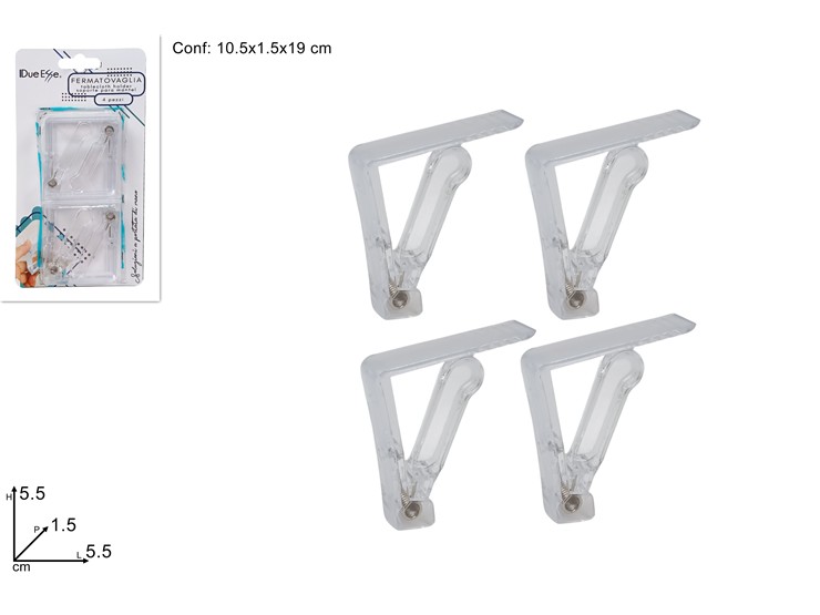 FERMATOVAGLIA TRASPARENTE SET4PZ BLIST - Everyday > Tavola > Tovaglie E Accessori - Ingrosso B2B Magazzini Scatigna