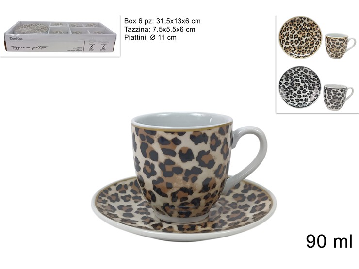 TAZZINE Ml.90PIATTINI PORC.Pz6 MACULATO - Everyday > Tavola > Tazze E Bicchieri - Ingrosso B2B Magazzini Scatigna