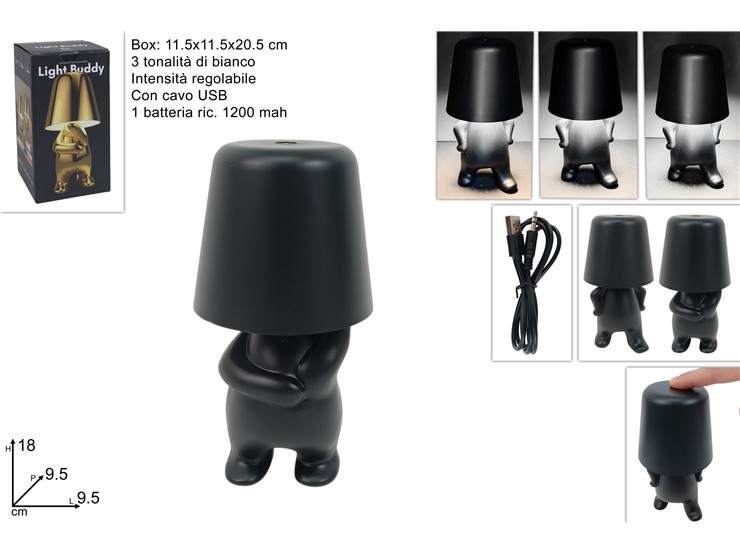 LAMPADA OMINO STIL.NERO RIC.C/CAVO137-75 - Everyday > Complementi Arredo > Illuminazione - Ingrosso B2B Magazzini Scatigna