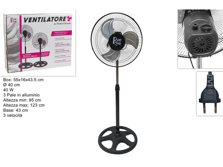 VENTILATORE PIANTANA Cm40 40W 183516INC - Elettrodomestici > Ventilatori - Ingrosso B2B Magazzini Scatigna