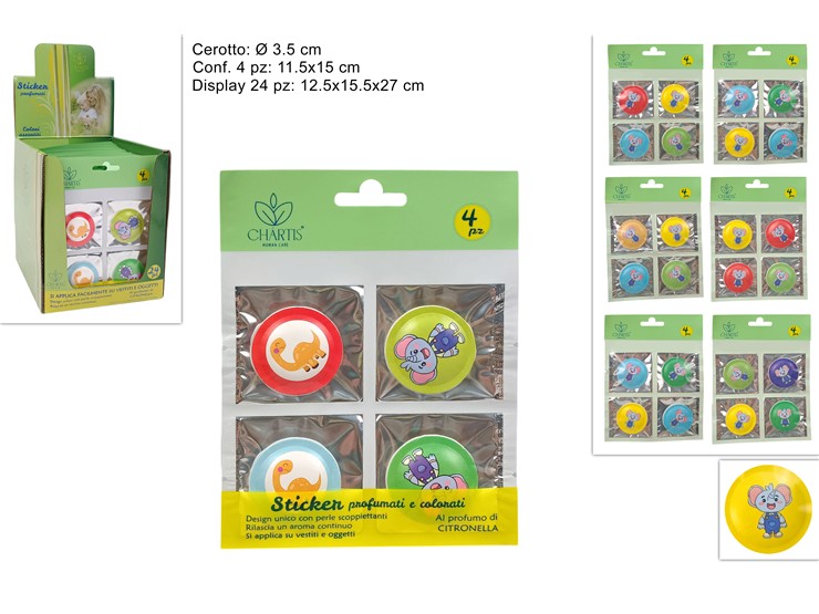 STICKERS PROFUM.CITRONELLA Pz.4 ASS.005B - Summer > Citronella E Fiaccole > Citronella - Ingrosso B2B Magazzini Scatigna
