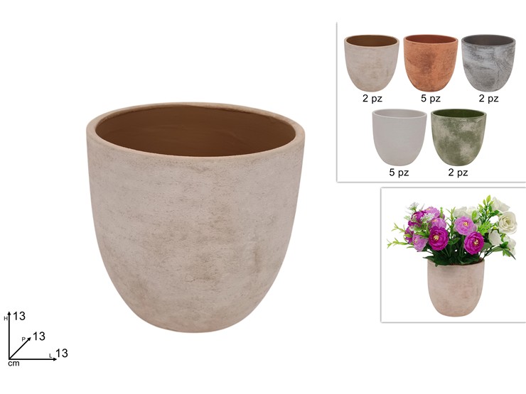 VASO  Cm.13 5COL.8079G-5LR/5SR/5BKGY/5W - Everyday > Complementi Arredo > Vasi - Ingrosso B2B Magazzini Scatigna