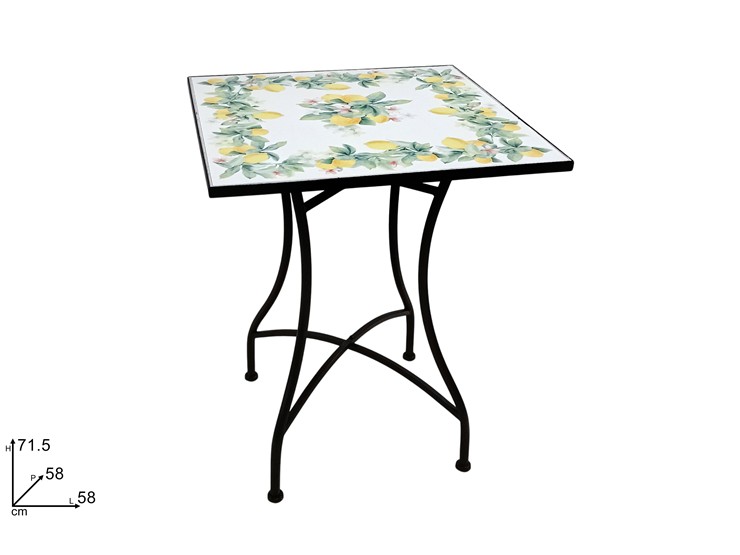 TAVOLO QUADR.FERRO BATT.C/MARMO LIMONI - Summer > Arredo E Attrezzature Da Esterno > Set Da Esterno - Ingrosso B2B Magazzini Scatigna