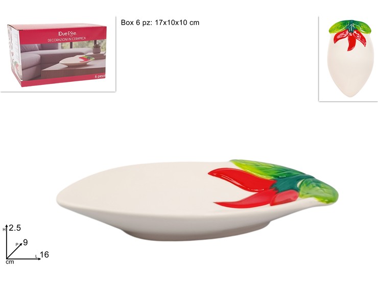 CIOTOLA PEPERONCINO A RILIEVO CERAM25608 - Everyday > Tavola > Servizio Piatti Ceramica - Ingrosso B2B Magazzini Scatigna