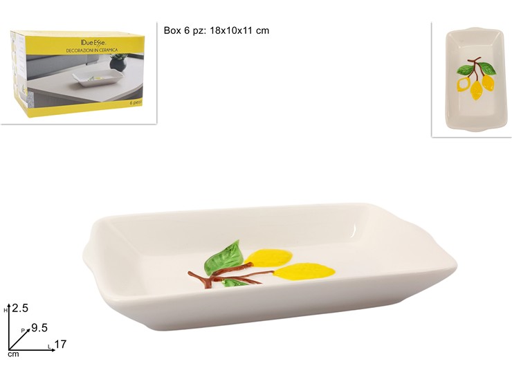 CIOTOLA RETT.C/DEC.LIMONE RIL.CER.25609 - Everyday > Tavola > Ciotole - Ingrosso B2B Magazzini Scatigna