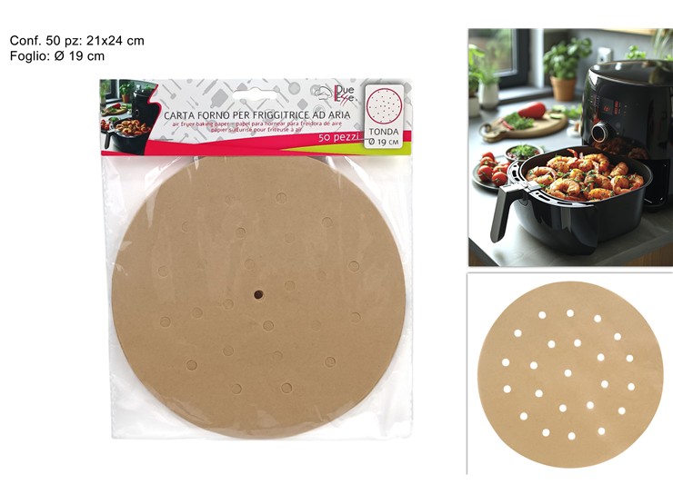 CARTA FORNO TONDA  Cm.19 Pz.50 NATURALE - Everyday > Cucina > Carta Friggitrice Aria - Ingrosso B2B Magazzini Scatigna