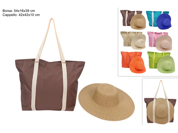 BORSA MARE C/CAPPELLO 6ASS.SL25-18/19/20 - Summer > Borse E Accessori Da Spiaggia > Borse Mare - Ingrosso B2B Magazzini Scatigna