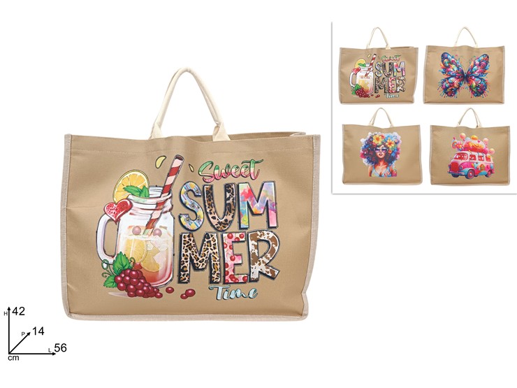 BORSA MARE JUTA FANTASIA 5642 4AS.25-14 - Summer > Borse E Accessori Da Spiaggia > Borse Mare - Ingrosso B2B Magazzini Scatigna