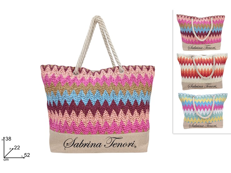 BORSA MARE FANT.ONDE C/MAN.CORDA 25-34 - Summer > Borse E Accessori Da Spiaggia > Borse Mare - Ingrosso B2B Magazzini Scatigna