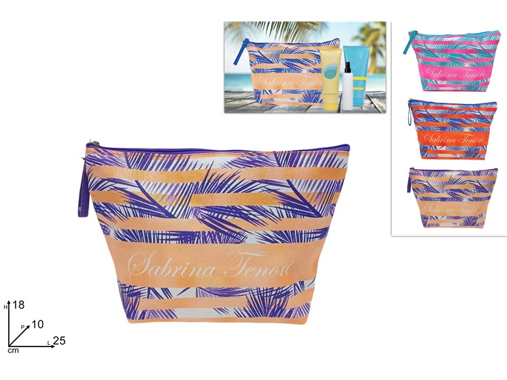 BUSTINA BEAUTY FANT.PALME ST 3COL.25XB03 - Summer > Borse E Accessori Da Spiaggia > Pochette - Ingrosso B2B Magazzini Scatigna