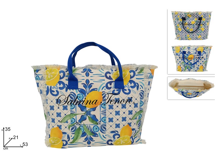 BORSA MARE LUX FANT.LIMONI ST 2ASS.25-22 - Summer > Borse E Accessori Da Spiaggia > Borse Mare - Ingrosso B2B Magazzini Scatigna