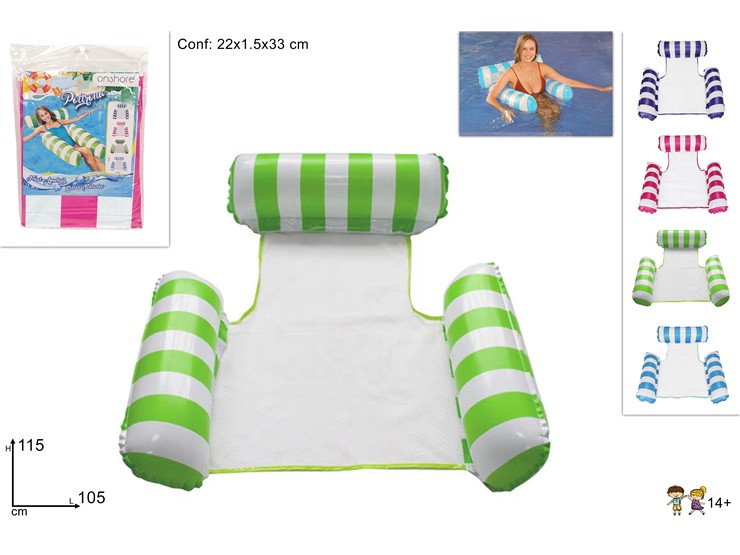 POLTRONA GALLEGG.GONFIAB.RIGHE 4COL.FD25 - Summer > Tempo Libero E Giochi > Gonfiabili - Ingrosso B2B Magazzini Scatigna