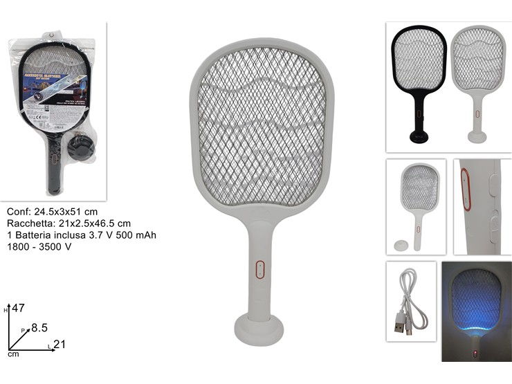 RACCHETTA ZANZARE RICAR.C/LUCE 2C.CX-034 - Elettrodomestici > Antizanzare - Ingrosso B2B Magazzini Scatigna