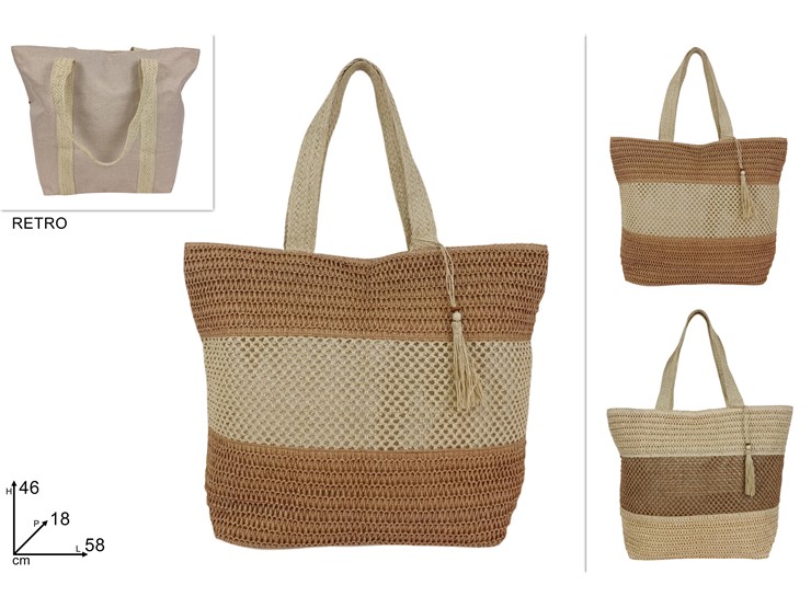 BORSA MARE JUTA C/MAN.PAGLIA 2C.5846 11 - Summer > Borse E Accessori Da Spiaggia > Borse Mare - Ingrosso B2B Magazzini Scatigna