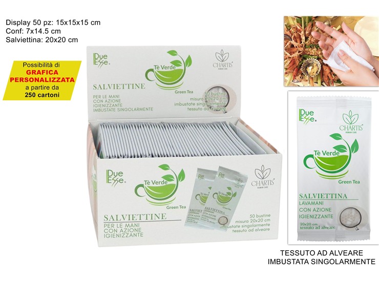 SALVIETTINE MONOUSO RINFR.THE VERDE Pz50 - H.o.r.e.c.a > Salviette Mani - Ingrosso B2B Magazzini Scatigna