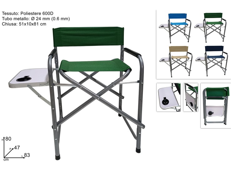 SEDIA REGISTA MET/POLIES.C/TAVOL.RICH222 - Summer > Arredo E Attrezzature Da Esterno > Sdraio Lettini - Ingrosso B2B Magazzini Scatigna