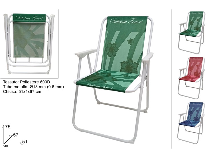 SEDIA RELAX FANT.FIORE POLIES.600D 3C215 - Summer > Arredo E Attrezzature Da Esterno > Sdraio Lettini - Ingrosso B2B Magazzini Scatigna