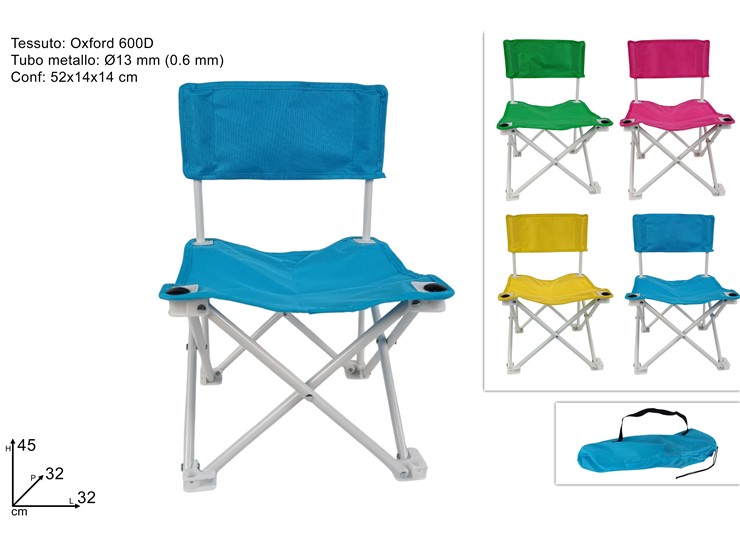 SEDIOLINA CAMPING BIMBI PIEGH.OXF600D315 - Summer > Arredo E Attrezzature Da Esterno > Sdraio Lettini - Ingrosso B2B Magazzini Scatigna