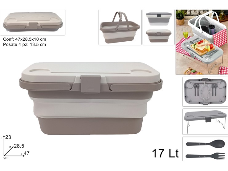 CESTINO PIC-NIC C/COPER/TAVOLINO Lt17 3C - Summer > Spiaggia Campeggio > Campeggio - Ingrosso B2B Magazzini Scatigna