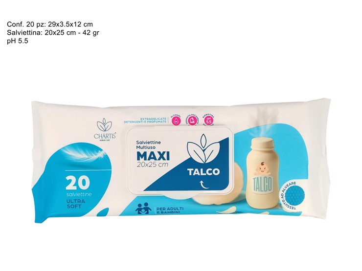 SALVIETT.TALCO Pz.20 42GR 2025 202501 - Everyday > Cura Personale > Igiene E Detersione - Ingrosso B2B Magazzini Scatigna
