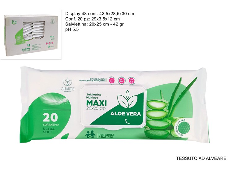 SALVIETT.ALOE VERA Pz.20 42GR 2025 2501 - Everyday > Cura Personale > Igiene E Detersione - Ingrosso B2B Magazzini Scatigna